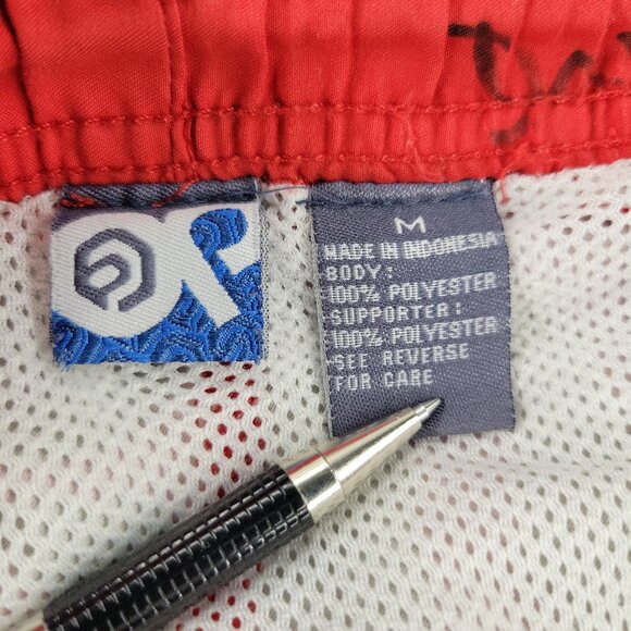 Op Ocean Pacific Shorts Men Medium Red Swim Trunks Logo Pocket Drawstring Lining - Picture 13 of 14